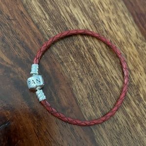 Pandora Single Red Braided Leather Bracelet